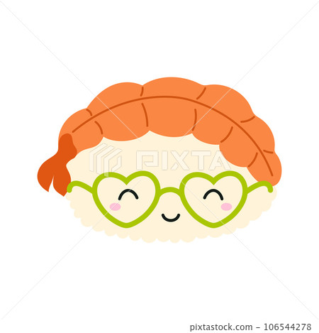 shrimp nigiri sushi character isolated on white 106544278