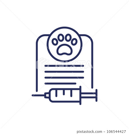 dog vaccination certificate or document line icon dog vaccination certificate or document line icon 106544427