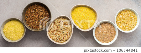 Grain cereals in bowls 106544841