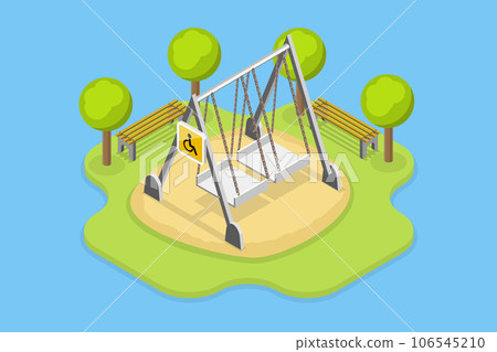 3D Isometric Flat Vector Conceptual Illustration of Playground For Disabled Kids 3D Isometric Flat Vector Conceptual Illustration of Playground For Disabled Kids 106545210