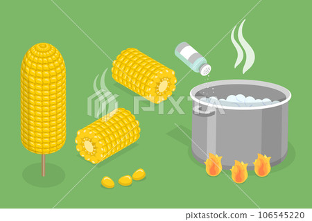 3D Isometric Flat Vector Set of Corn Set 3D Isometric Flat Vector Set of Corn Set 106545220