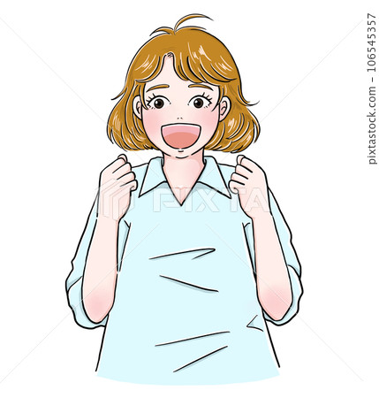 A woman doing a fist pump, smiling 106545357
