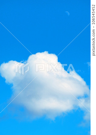 白雲和月亮漂浮在藍天 106545452