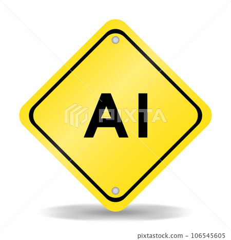 Yellow color transportation sign with word AI (Abbreviation of artificial intelligence) on white background Yellow color transportation sign with word AI (Abbreviation of artificial intelligence) on white background 106545605
