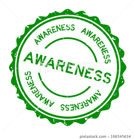Grunge green awareness word round rubber seal stamp on white background 106545634