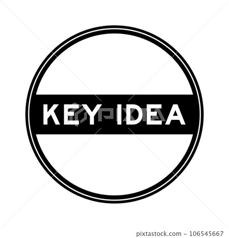 Black color round seal sticker in word key idea on white background Black color round seal sticker in word key idea on white background 106545667
