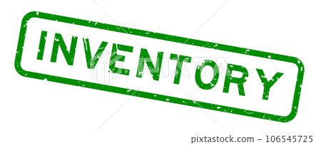Grunge green inventory word square rubber seal stamp on white background 106545725