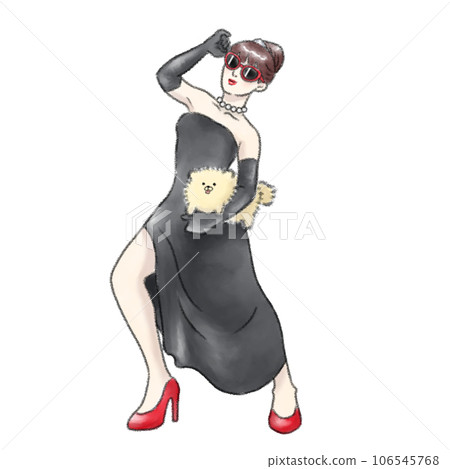A woman who uses pome as a clutch bag and goes to a party 106545768