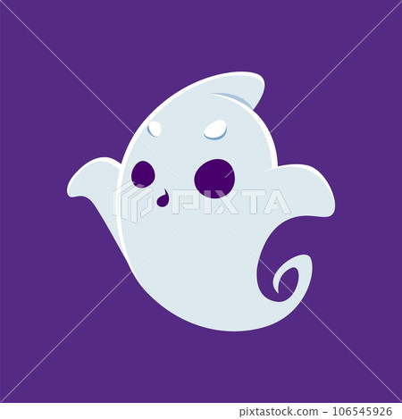 Cartoon cute kawaii halloween ghost monster character. Adorable vector phantom with a mischievous charm, playfully frightens with a cheerful boo, adding a cute and friendly twist to the spooky theme 106545926