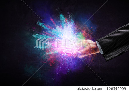 Explosion of colored powder . Mixed media Explosion of colored powder . Mixed media 106546009