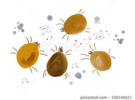 塵蟎和灰塵的插圖。水彩風格的輕柔觸摸。室內灰塵。 塵蟎和灰塵的插圖。水彩風格的輕柔觸摸。室內灰塵。 106546021