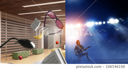 Online music play concept . Mixed media Online music play concept . Mixed media 106546198