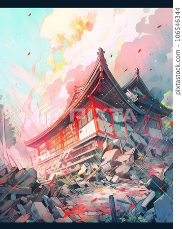 Houses destroyed by earthquake 106546344