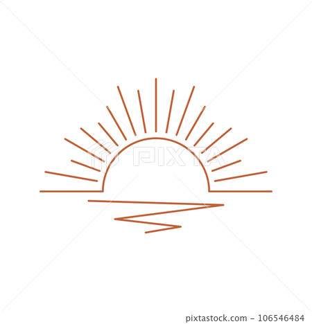 Vector linear boho geometric sun shine, sun logo design template, bohemian sunrise or sunset icon. Abstract shining sun in retro style Vector linear boho geometric sun shine, sun logo design template, bohemian sunrise or sunset icon. Abstract shining sun in retro style 106546484