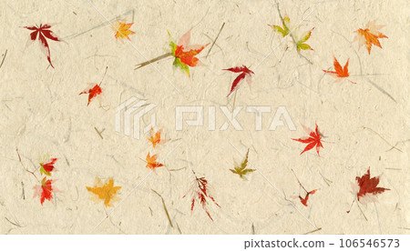 用秋天的樹葉和稻草製成的秋色創意和紙 106546573