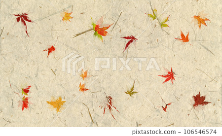 用秋天的樹葉、稻草、稻殼等顏色變換而成的秋色創意和紙。 106546574