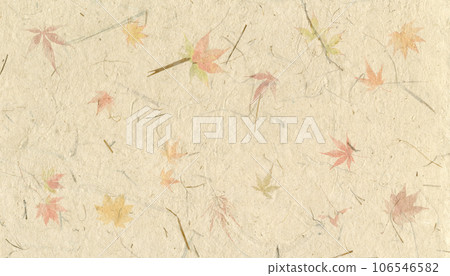 用秋天的樹葉和稻草製成的秋色創意和紙 106546582