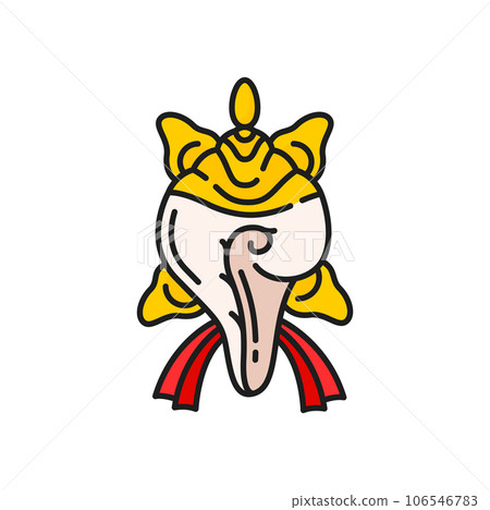 Conch shell auspicious symbol of buddhism, valuable Tibet treasure icon. Vector carved Buddhist Tibetan conchshell, ethnic ancient east decoration Conch shell auspicious symbol of buddhism, valuable Tibet treasure icon. Vector carved Buddhist Tibetan conchshell, ethnic ancient east decoration 106546783