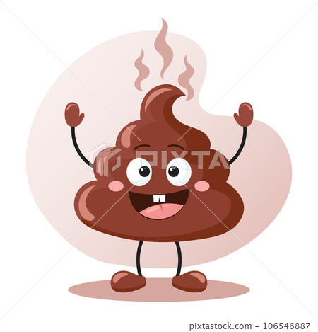 Cute cartoon poop on a white background. Smiling kawaii poop character. Vector 106546887