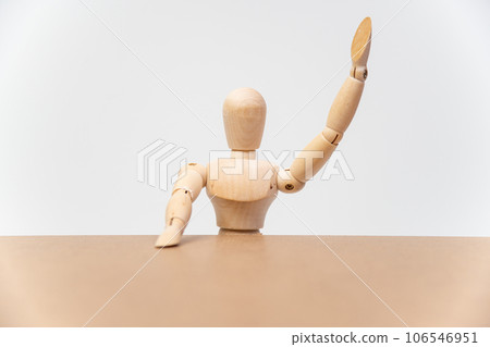 Drawing doll raising one hand Drawing doll raising one hand 106546951