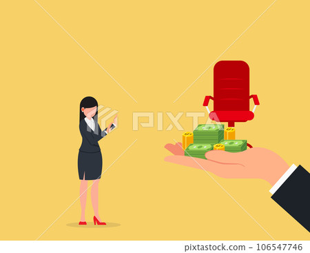 Decline proposition. business woman make denial gesture refuse from offer or suggestion. 106547746