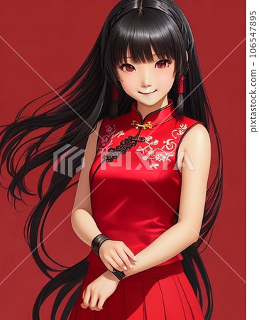 穿著旗袍的可愛小女孩 穿著旗袍的可愛小女孩 106547895