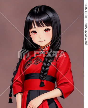 穿著旗袍的可愛小女孩 穿著旗袍的可愛小女孩 106547896
