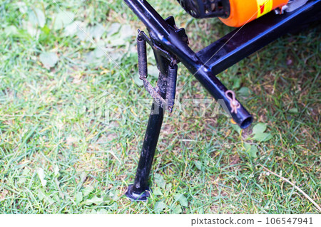 motoblock support for stability on the ground. Copy space for text 106547941
