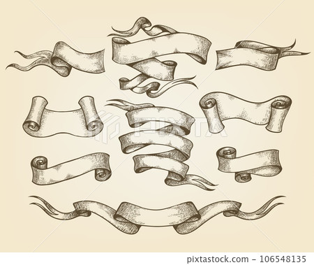 Engraving scroll and ribbon set 106548135