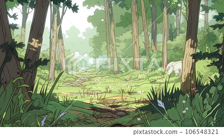 Simple illustration of forest scenery_2 Generative AI 106548321
