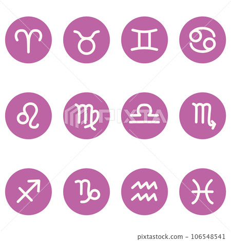 Round icon set of purple twelve constellations 106548541