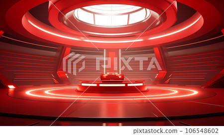 Red Futuristic Cylinder Scene 106548602