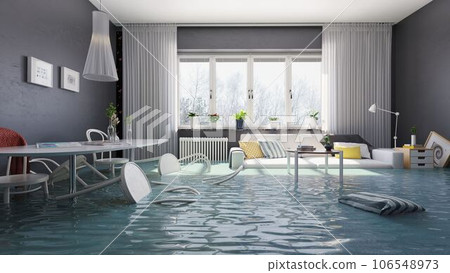 Flooding living interior Flooding living interior 106548973