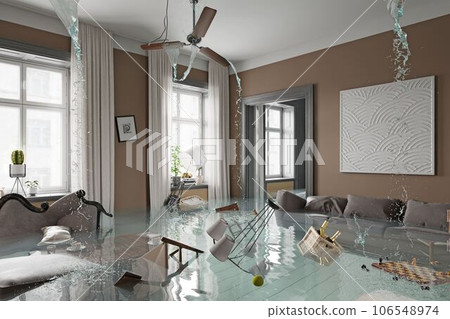 Flooding living interior Flooding living interior 106548974