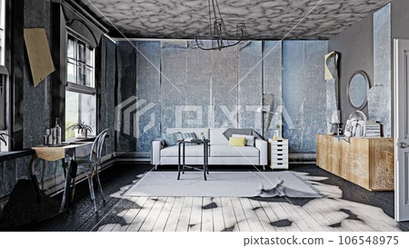 living room burned after fire. living room burned after fire. 106548975