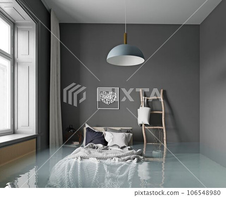 Flooding bedroom interior Flooding bedroom interior 106548980