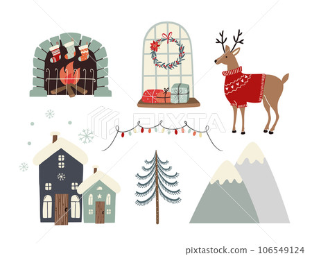 Set of christmas elements. Vector illustration in a flat style. 106549124