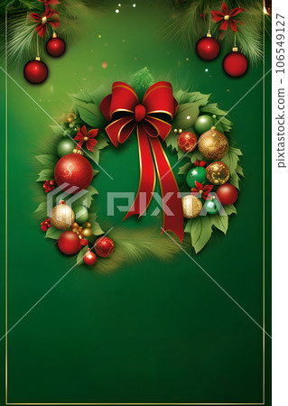 the festive christmas flyer with green and gold tones 106549127