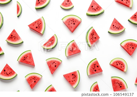Pieces of juicy watermelon on a white background 106549137