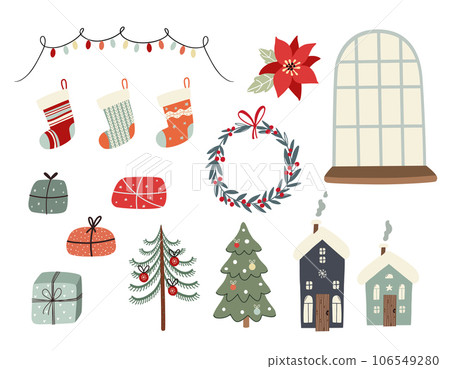 Set of christmas elements. Vector illustration in a flat style. 106549280