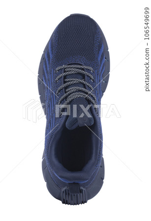 Blue cheap rag sneaker on a white background. Blue cheap rag sneaker on a white background. 106549699