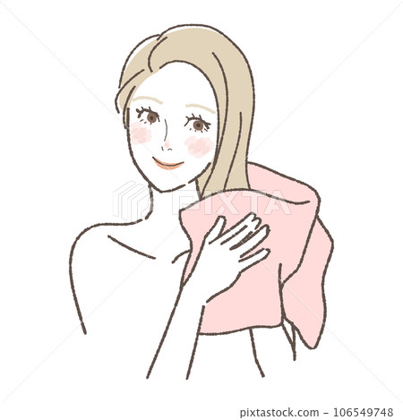 Illustration of a woman wiping her hair 106549748