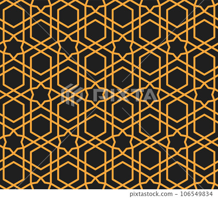 Mashrabiya arabesque pattern, Arabic or Islamic seamless background, vector ornament. Mashrabiya or Muslim Islam mosaic geometric pattern with Arabian motif decoration, Arab or Turkish art tile 106549834