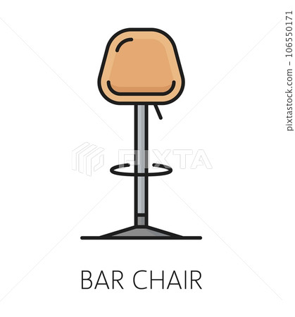 Bar chair furniture icon, home interior. Bar, restaurant or pub modern furniture outline pictogram, apartment chair or house dining room interior design element or item linear vector icon or symbol 106550171