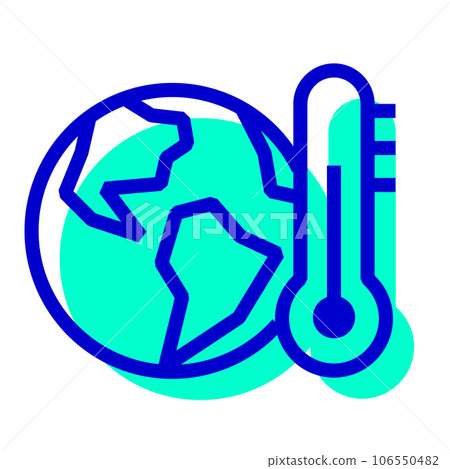 代表生態、變暖和溫度計的雙色風格圖標 106550482
