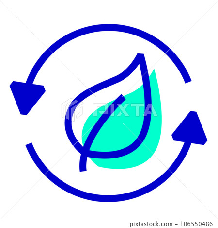 Two color style icons representing eco, arrows and leaves Two color style icons representing eco, arrows and leaves 106550486