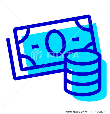 代表金融、票據和硬幣的兩個顏色樣式圖標 106550718