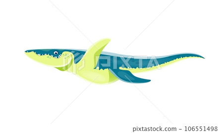 Cartoon Kronosaurus dinosaur character. Extinct marine beast or monster, paleontology isolated aquatic animal. Mesozoic era wildlife creature, carnivore underwater dinosaur vector childish personage 106551498
