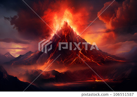 Volcano lava erupting. Volcano magma  106551587
