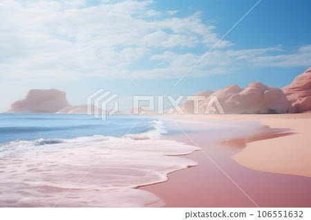 Beautiful blue sea, ocean and pink sand beach. Vacation or holiday Beautiful blue sea, ocean and pink sand beach. Vacation or holiday 106551632